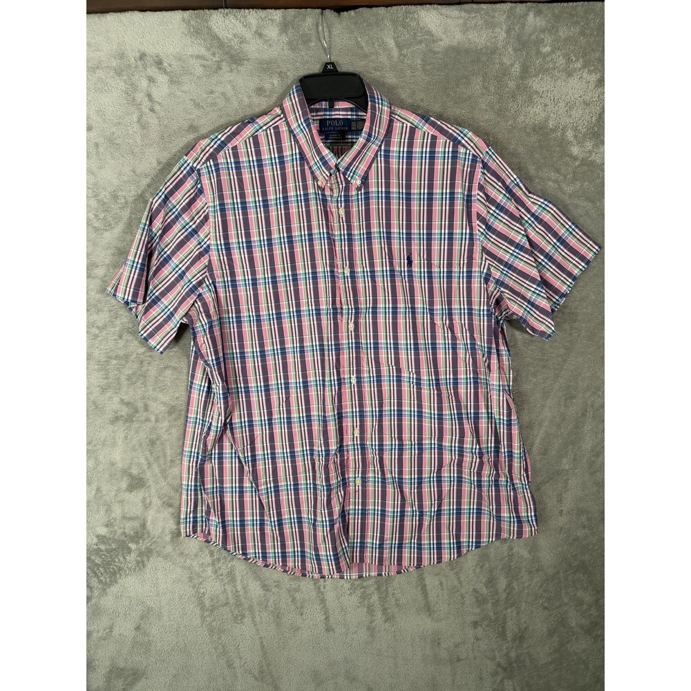 Polo Ralph Lauren Performance Shirt Men XXL Classic Fit Plaid Short Sleeve